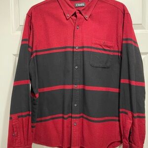 Men’s Chaps Red and Black Striped Shirt - Size XXL